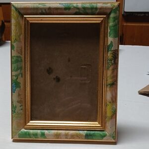 Intercraft Vintage 5x7 Picture Frame Goldtone & Pastel Floral Green Pink Yellow